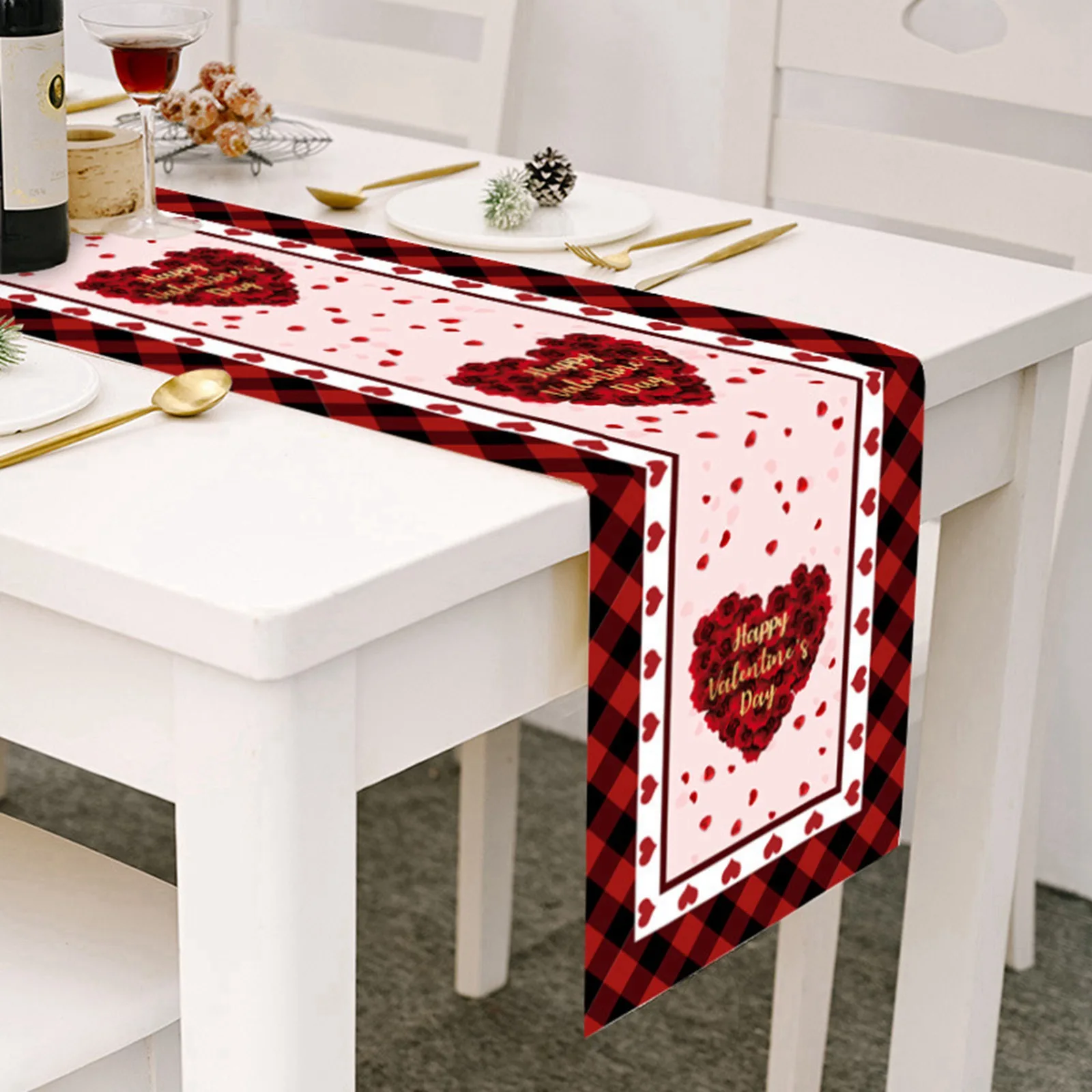 

Valentine's Day table runner table non-slip insulation tablecloth love decoration tablecloth table mat