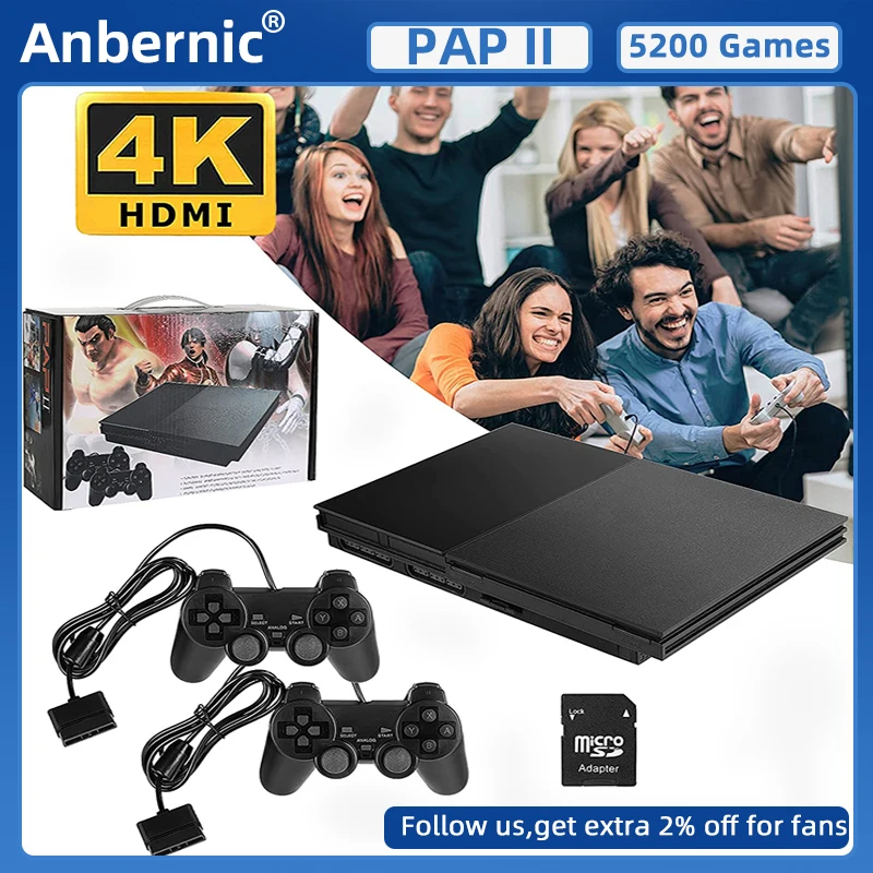 Anbernic PAP II 4K/HDMI-совместимая семейная игровая консоль, встроенная в 5200 ностальгические классические игры Plug And Play для детей, подарок