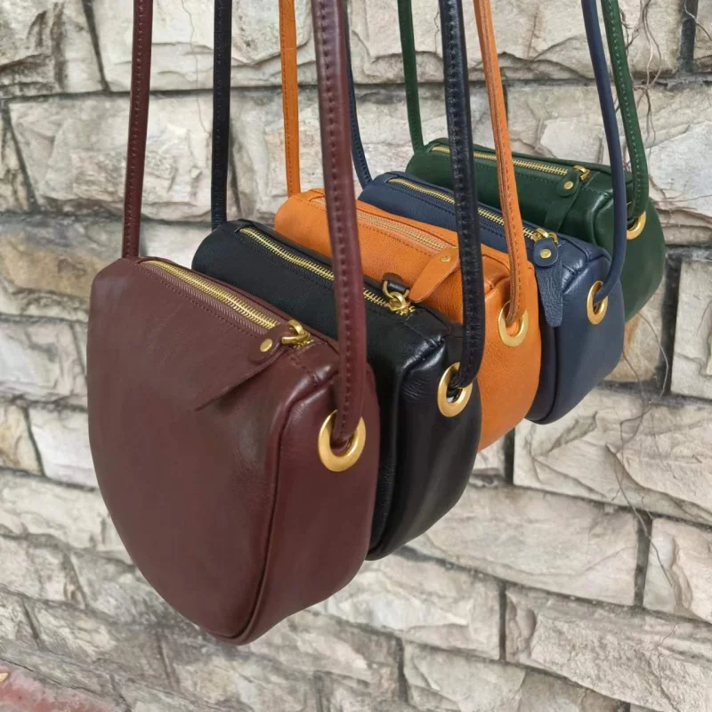 2022 Summer New Genuine Leather Saddle Bag Fashion All-Match First Layer Leather One-Shoulder Messenger Bag Factory Direct Sales