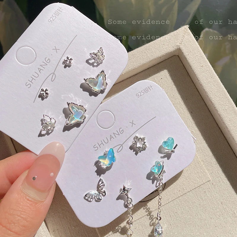 Набор серег-гвоздиков KADRUFI в виде сердца и бабочки для женщин летняя мода