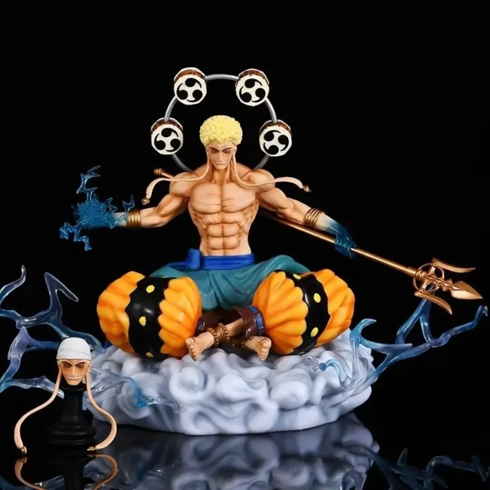 

Аниме One Piece Enel GK двойная голова сидя положение светящаяся ПВХ экшн-фигурка Коллекционная модель кукла игрушка 22 см