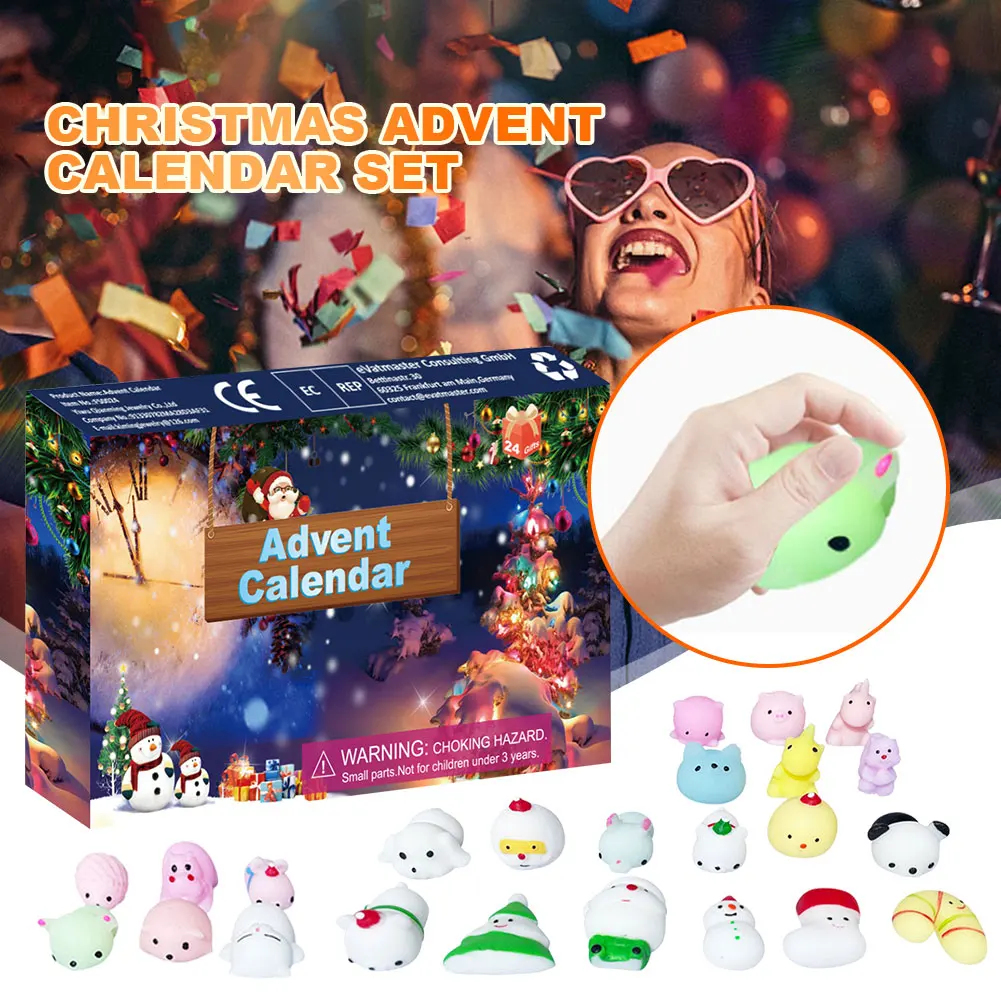 

24 Grid Advent Calendar Non-Toxic Cartoon Calendar Decorative Box Portable Festival Countdown Calendar for Christmas Party Gifts