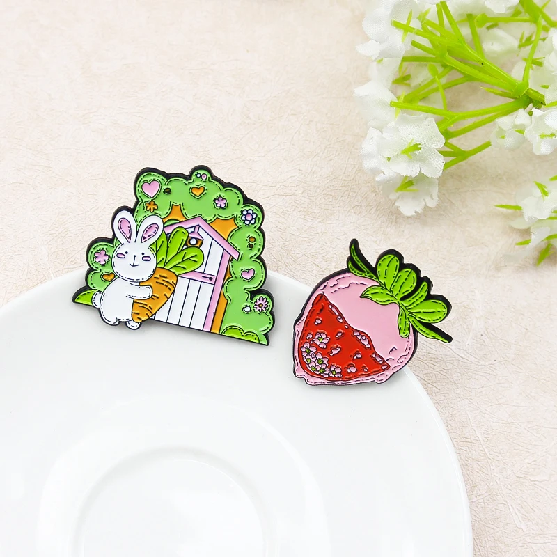 Эмалированная булавка с фруктами летние броши фруктовым соком кролик морковь