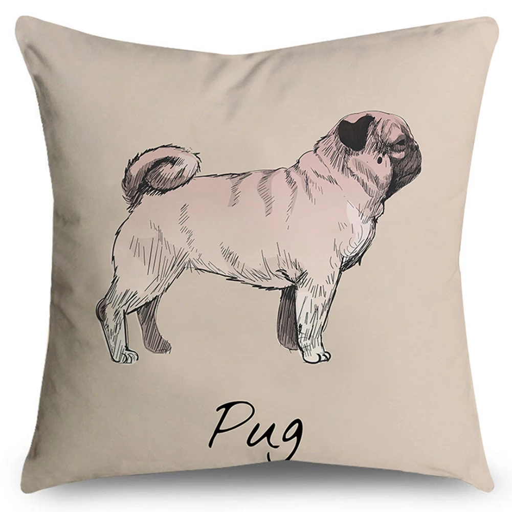 

18\" Cartoon Dog Pillowcase Home Sofa Square Pillow Cover Polyester Cute Animal Pattern Decorative 45X45cm Cushion Cover