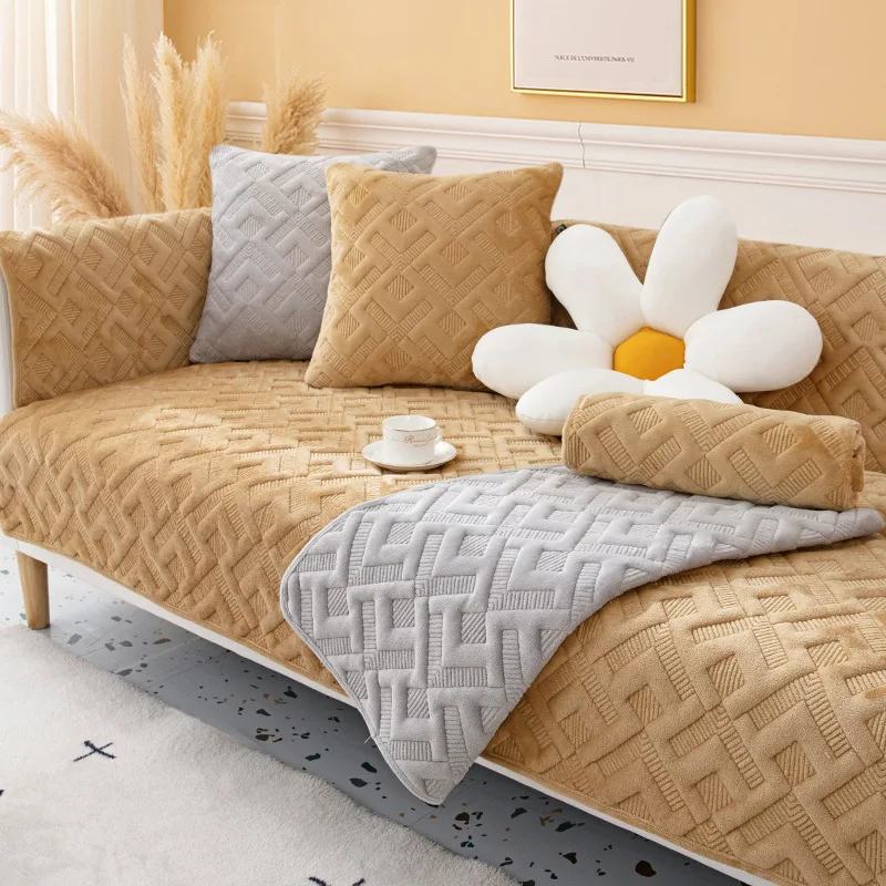 

Corner Sofa Covers for Living Room Thicken Plush Sofa Cover European Universal Sofa Towel Cover Slip Resistant Couch Cover