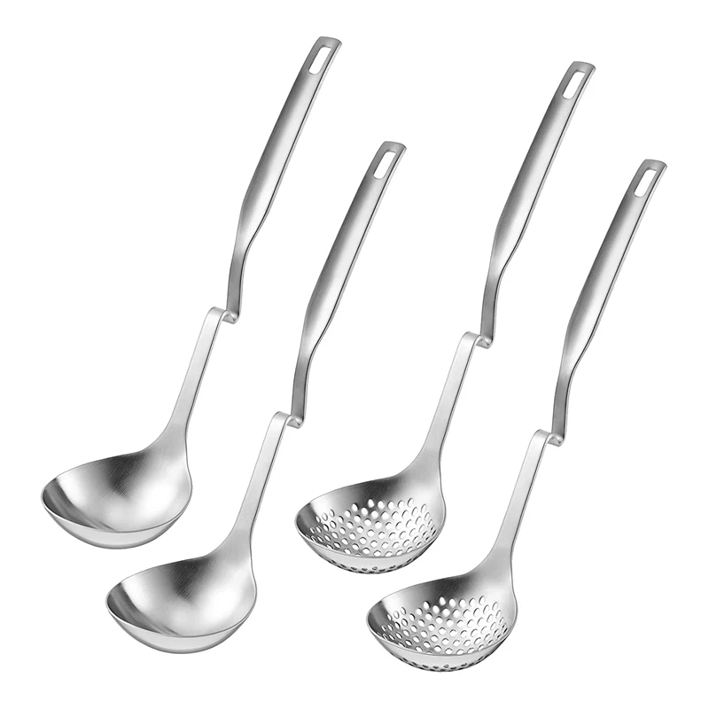 

4 Pcs Stainless Steel Hot Pot Colander Soup Spoon Set,Skimmer Spoon,Slotted Strainer Scoops,Kitchen Cooking Utensil