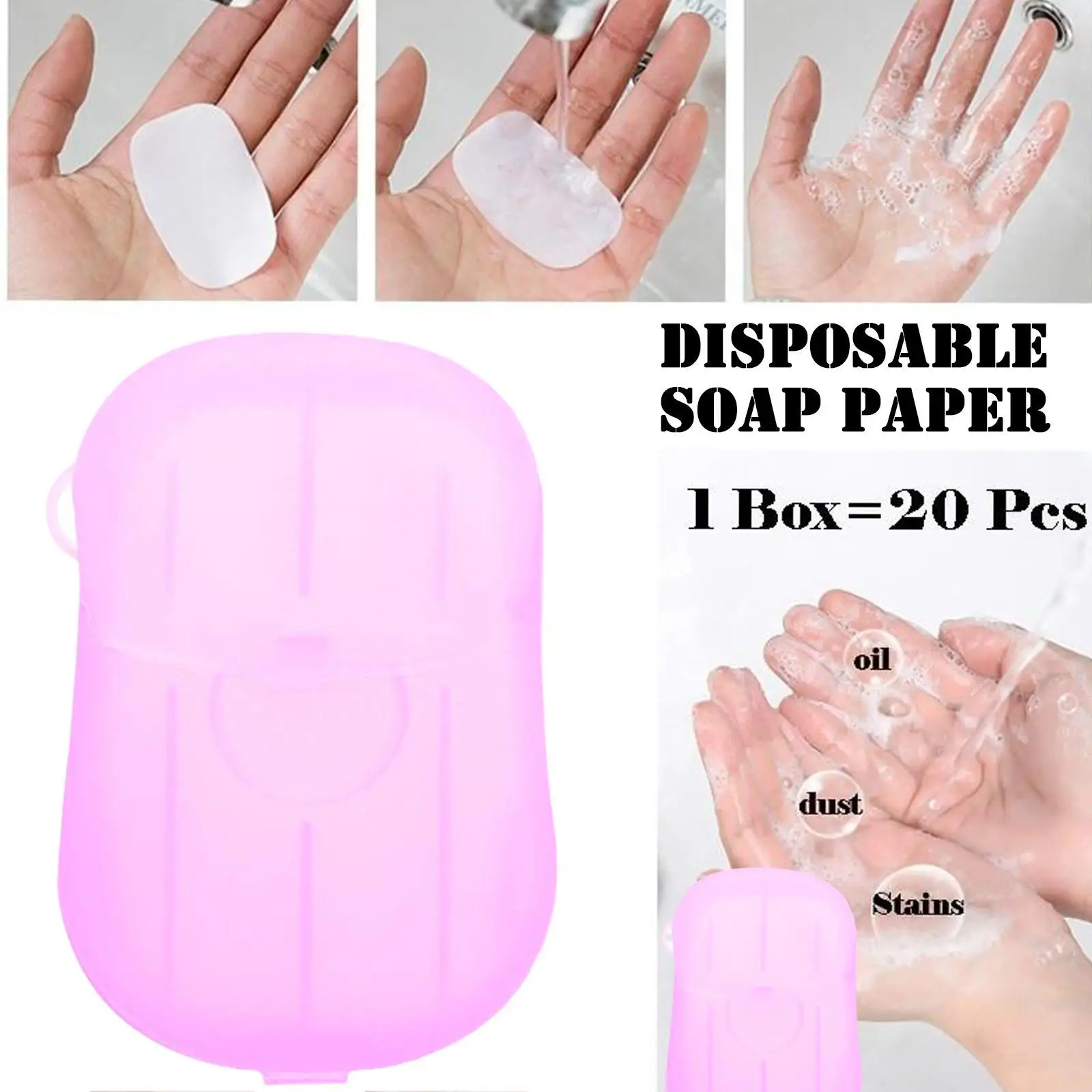 

20Pcs/Box Mini Cleaning Paper Travel Convenient Disposable Scented Slice Multifunctional Washing Hand Soap Paper Soap Flakes