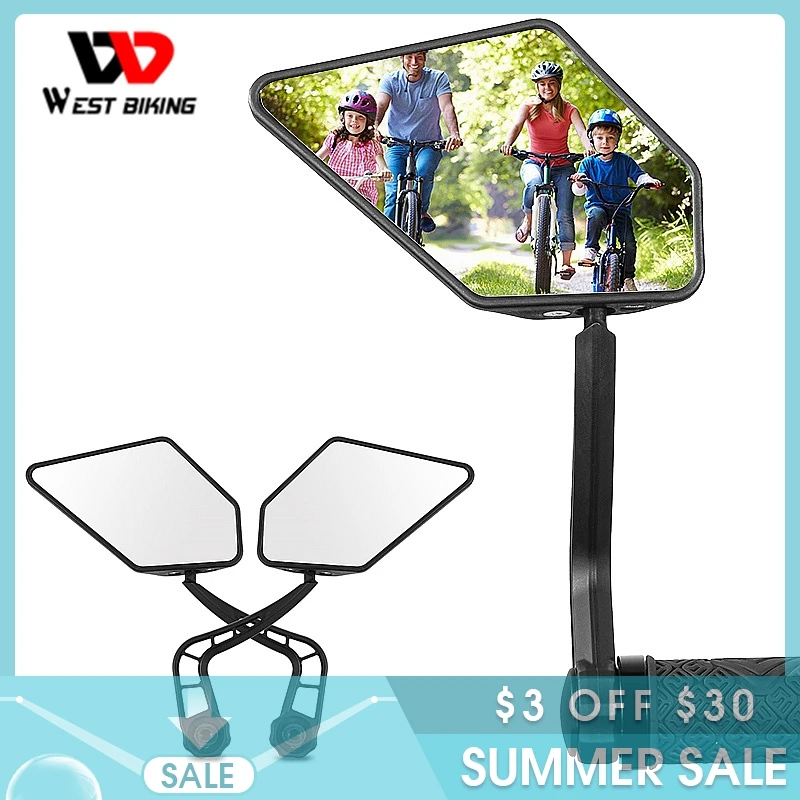 

WEST BIKING Bicycle Rear View Mirror HD Wide Angle Flexible 360 Bike Handlebar End Ebike Mirror MTB Electric Scooter Side Mirror
