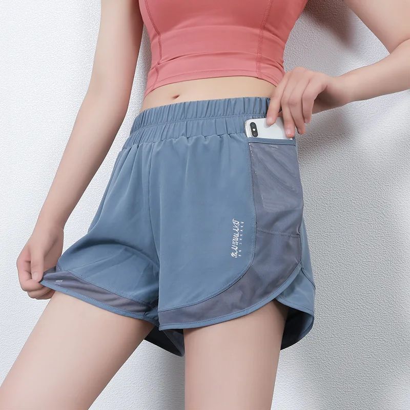 

Спортивные сетчатые шорты для женщин, летние свободные сетчатые строченные шорты с подкладкой и карманами, женские шорты для бега, фитнеса, ...