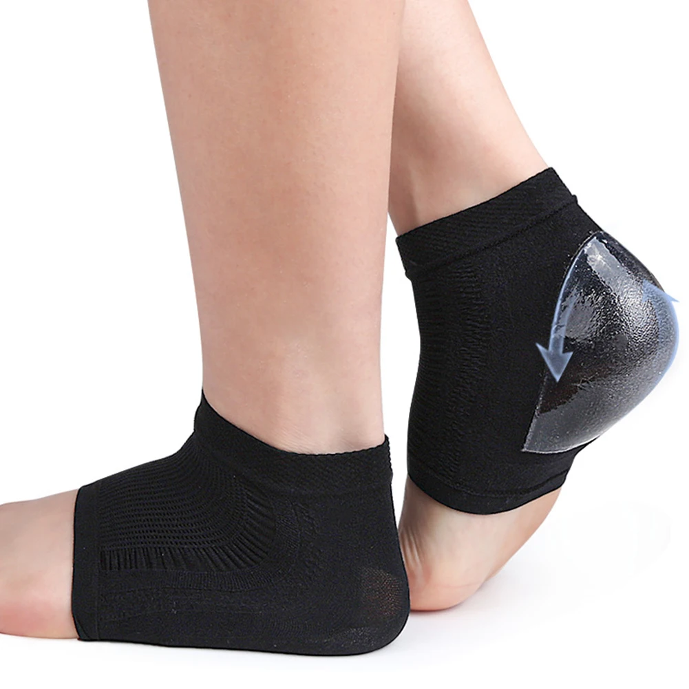 Gel Silicone Heel Protector Sleeve Heel Pads Heel Cups Plantar Fasciitis Support Feet Care Skin Repair Cushion Half-yard Socks