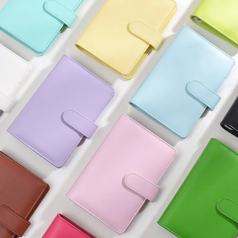 

2022 NEW Macaroon Color A6/A5 PU Leather DIY Binder Notebook Cover Diary Agenda Planner Paper Cover School Stationery