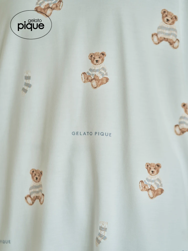 Loungewear Room Wear Gelato Pique Bear Prints Homewear Ppajama Dress  Molda