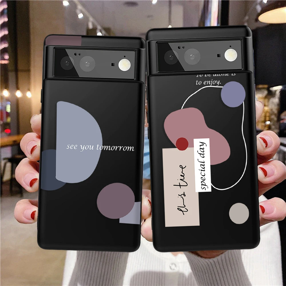 

Lrregular Geometry Phone Case For Google Pixel 7a 7Pro 7 6a 6 6Pro 5 5a 4a 5G 4XL 4 3XL 3 3a 3aXL Luxury Black Soft TPU Cover