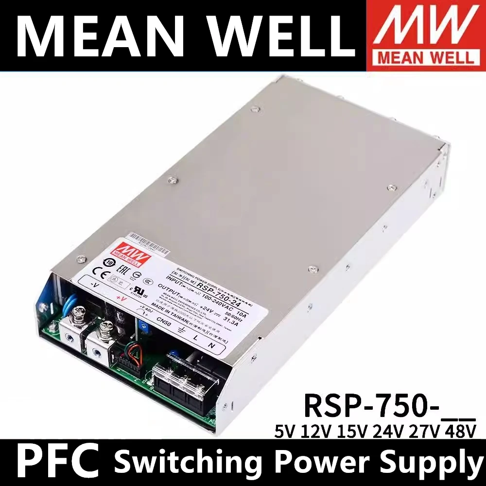 

MEAN WELL RSP-750-5 RSP-750-12 RSP-750-15 RSP-750-24 RSP-750-27 RSP-750-48 Single Output with PFC Function Profile Power Supply