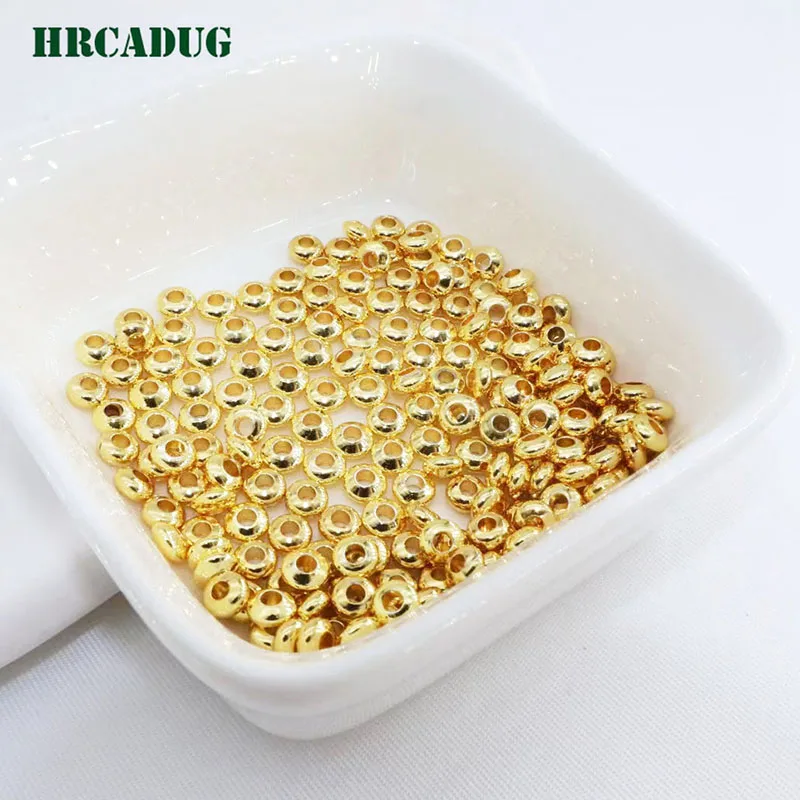 Wholesale 4/5/6mm Jewelry Making Beads 18K Gold Plated Flat Spacer Beads To Bracelet Jewelry Making Diy Accessories Loose Bead