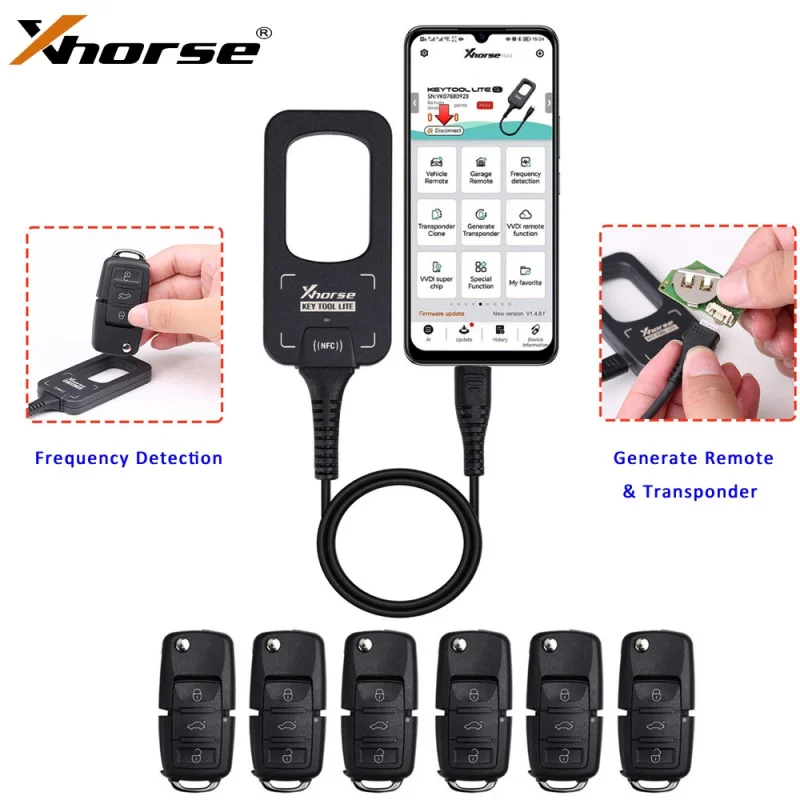 Xhorse VVDI BEE Key Tool Lite может поколить удаленное обнаружение транспондера и получите 6