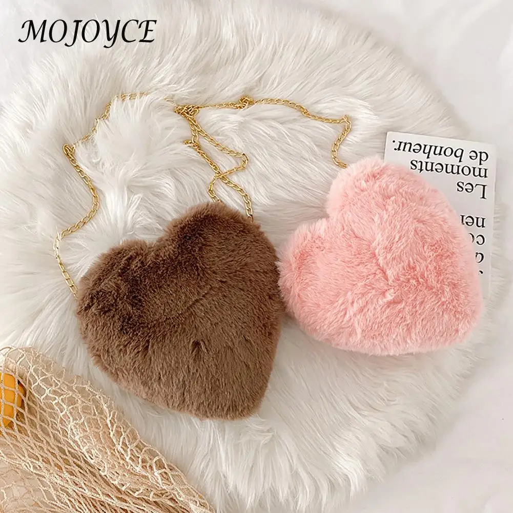 

Valentine Plush Heart Shape Shoulder Bag Women Chain Small Crossbody Bag Fashion Exquisite Women Shoulder Bags Underarm Bags