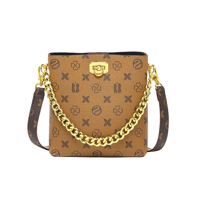 

KUROYABU classical printing leather temperament shoulder bag exquisite crossbody bag fashion bucket bag personality underarm bag