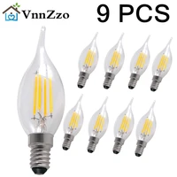 9pcs led bulb e14 2w4w6w dimmable edison retro filament candle light ac220v c35 warmcold white 360 degree energy saving