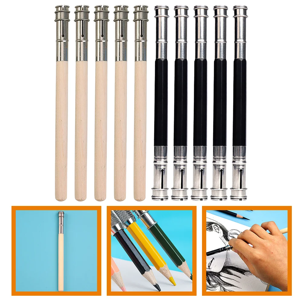 

Деревянный Регулируемый художественный карандаш, удлинитель карандаша, держатель, металлическая ручка, цветные карандаши, карандаши для школы