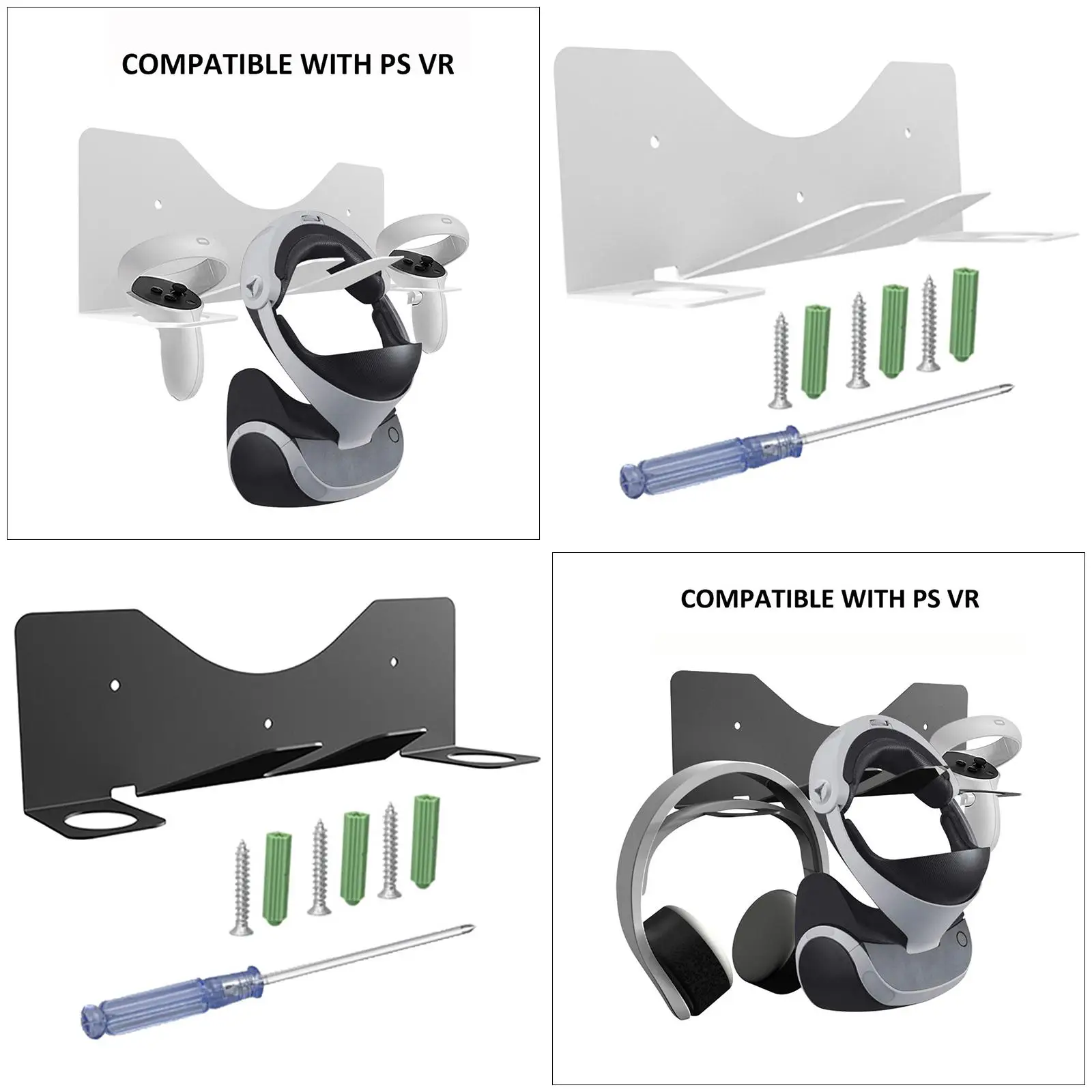 Metal VR Wall Mount Stand Save Space Organizer Hanger Holder for Quest 2 Headsets and Controllers | VR/AR Glasses Accessories