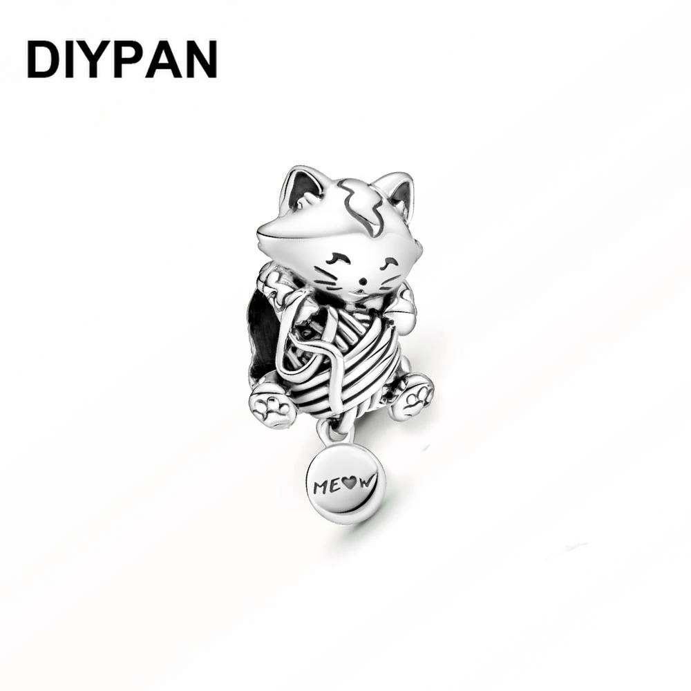 

Подходит для оригинального браслета Pandora, бусины-подвески в виде Кошки Мяу, Женские Ювелирные изделия «сделай сам»