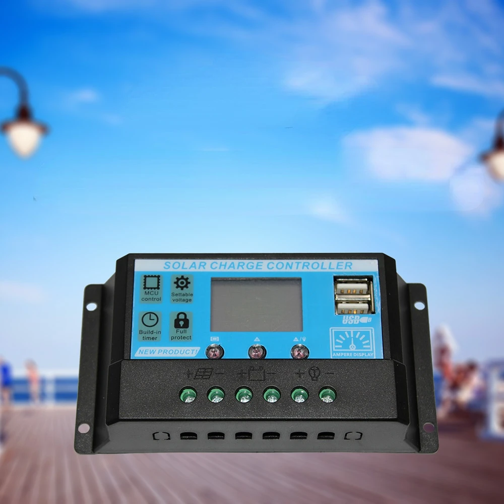 

10A 20A 30A 12v/24v home solar panel kit solar regulator for with dual USB port