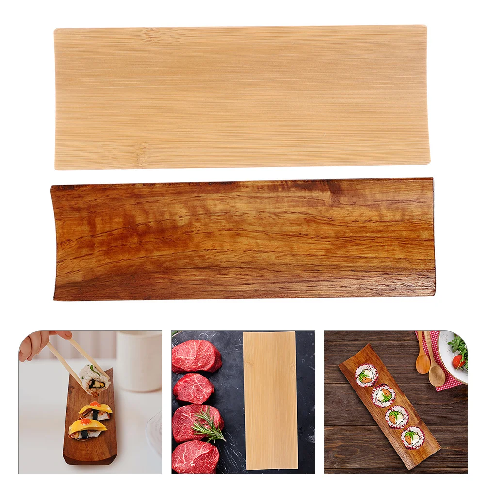 

Sushi Tray Wooden Plate Serving Dessert Boat Japanese Trayswood Platter Sashimi Cheese Charcuterie Rectangular Plates Boats