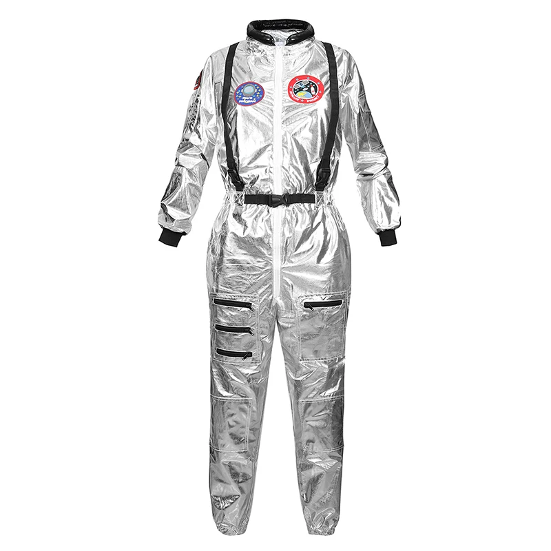 

Astronaut Costume Adult Silver Spaceman Costume Plus Size Women Space Suit Party Dress up Costume Astronaut Suit Adults White