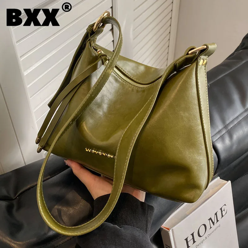 

[BXX] Soft Leather Fashion Shoulder Women Bags Office Lady Versatile PU Vintage Crossbody Bag Female 2023 New Trendy 8CY106