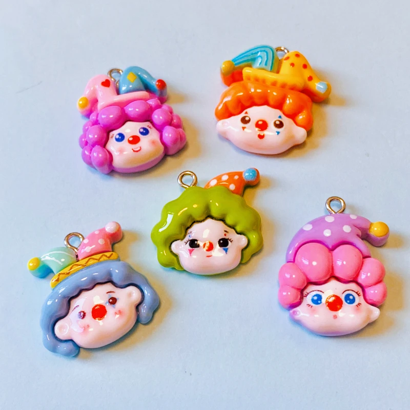 10 шт. кавайные подвески из смолы в виде клоуна для изготовления ювелирных изделий