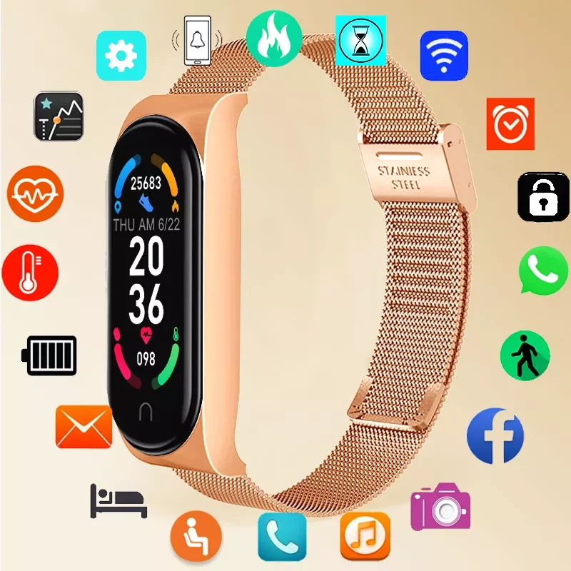

Stainless steel Smartwatch Women Smart Watch Men Fitness Tracker For Android iOS Electronic Clock Waterproof Sport Smart-Watch