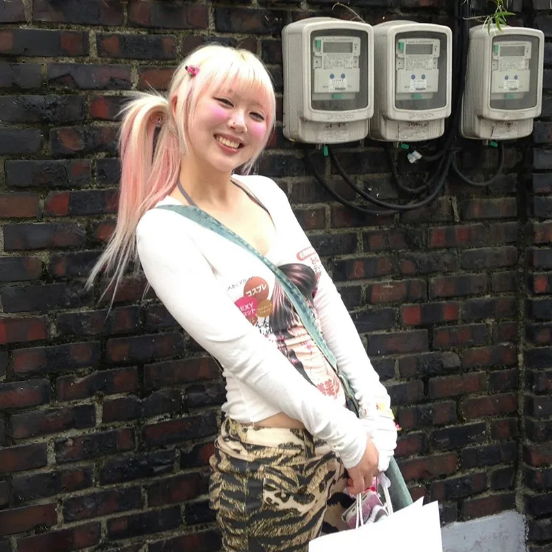 Женская футболка с принтом аниме Y2k 2000-х годов