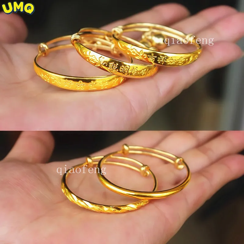 

Браслет из чистого 24-каратного золота с имитацией, не выцветает, подарок на день рождения ребенка, Ювелирное Украшение из 18-каратного золота...