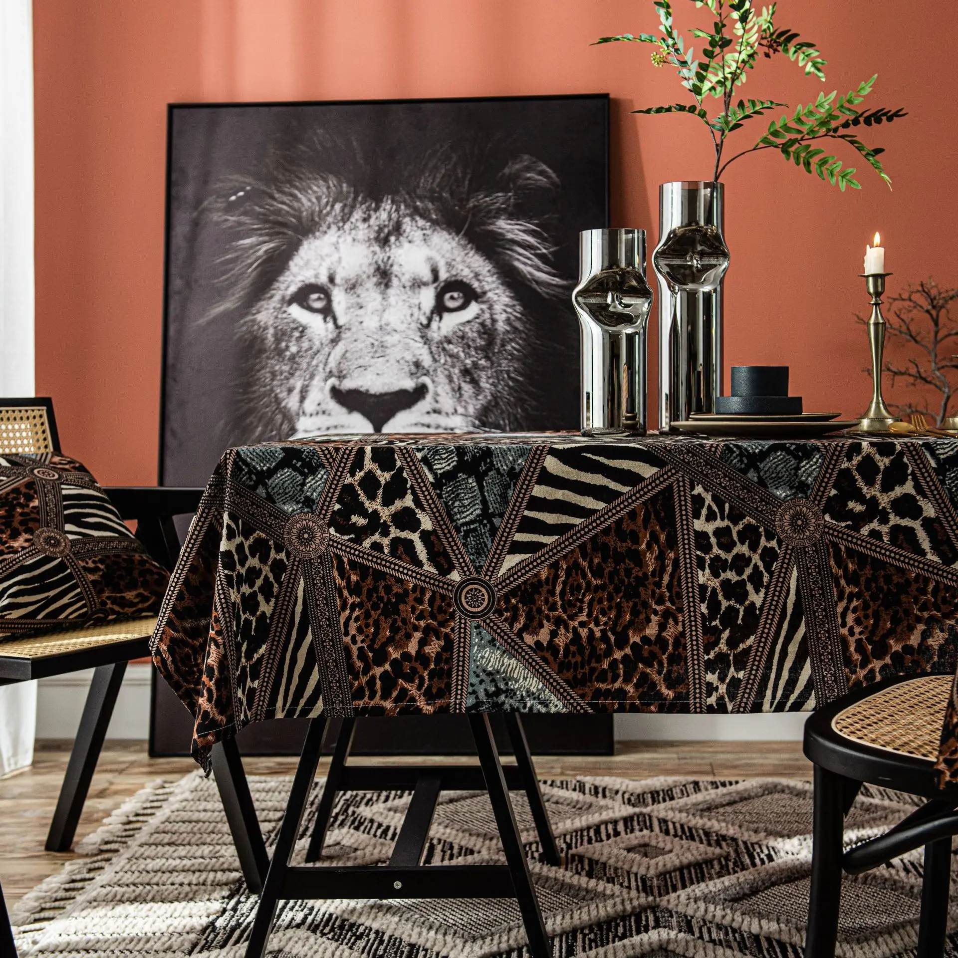 

Leopard Print Table Cloths Rectangle African Animal Cheetah Wildlife Spotted Tablecloths Decoration Picnic Tablecloth Dust-Proof