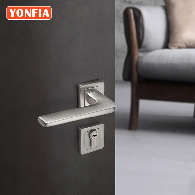 Silver Aluminium Interior Door Handles Wood Indoor Bk Cylind
