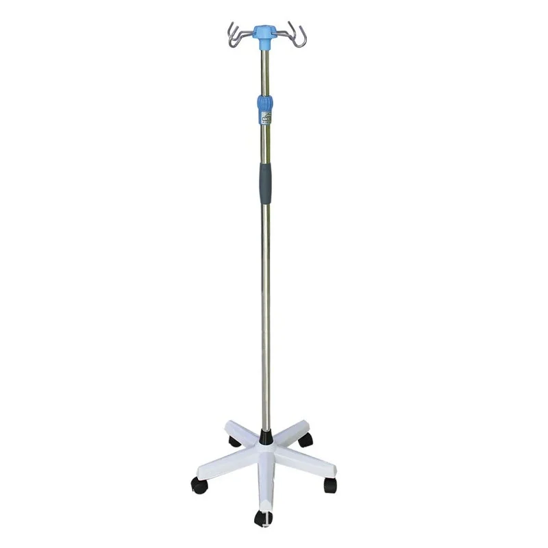 Больничная 5-ногая мобильная подставка из нержавеющей стали для капель с полюсом