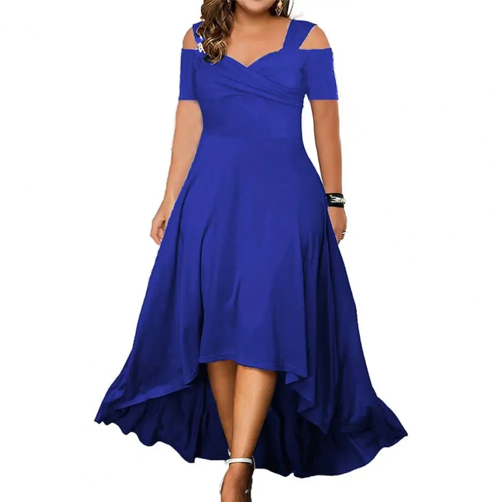 

Casual Dress Elegant Plus Size Off-shoulder Summer Dress Flared V-neck Slim Fit with Large Hem for Casual Parties Women's Party