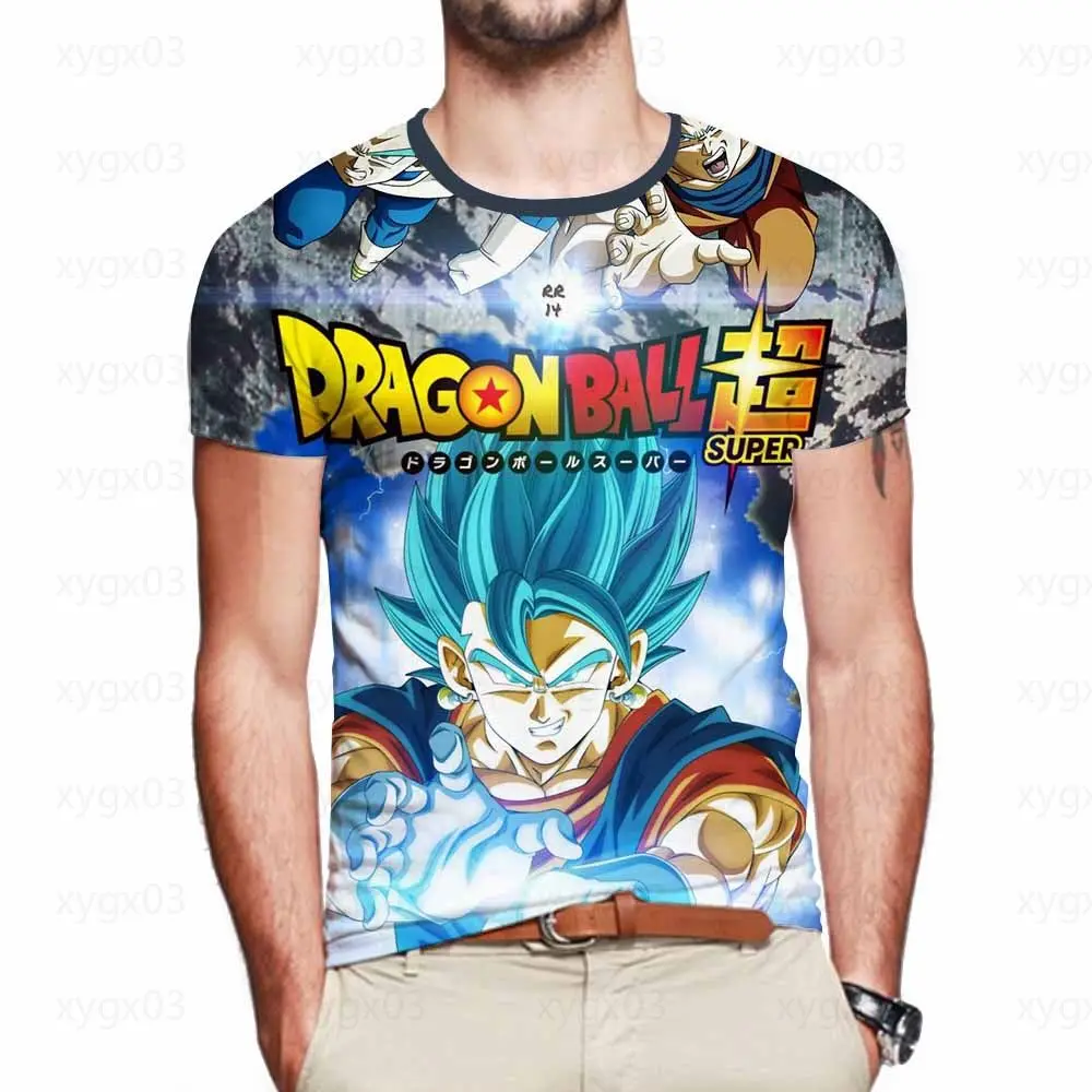 

Dragon Ball Goku Vegeta Fashion Tops Oversized T-shirt Leisure Print Parent-child Wear Anime Men's T-shirts Party Street Cool