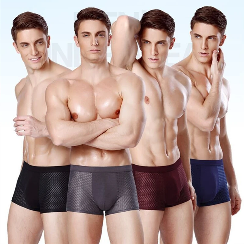 

Male Panties Modal Men's Underwear Boxers Breathable Man Ice Silk Sexy U Convex Boxer Solid Underpants Comfortable Mesh Shorts