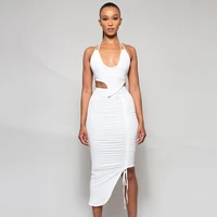 euramerican style womens dress 2022 new springsummer sexy with backless strapless and slim rope skirt set 17