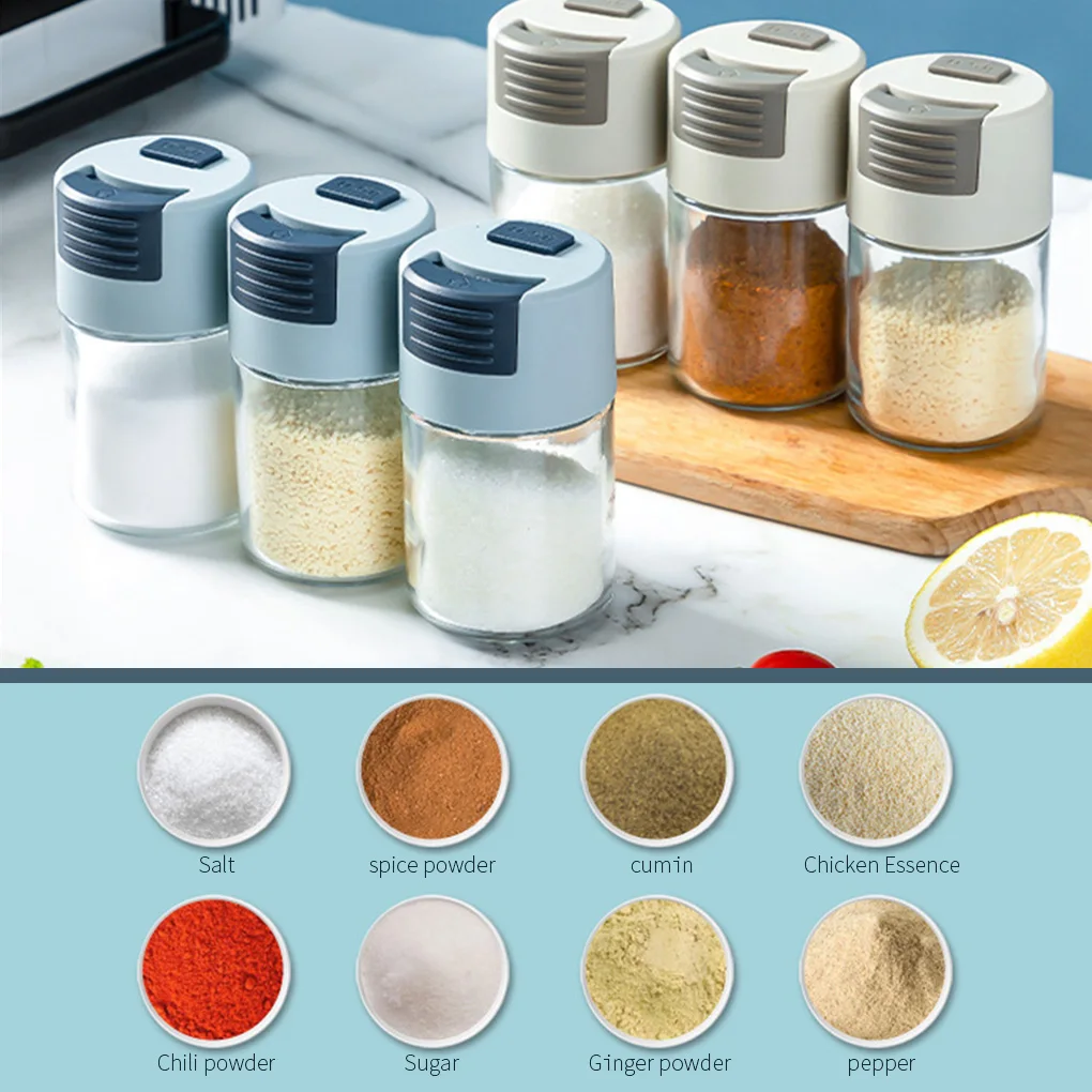 Push-Type Salt Shaker Spice Jars With Lid Sealed Moisture-Proof Condiment Jar Glass Bottle Kitchen Accessories Cooking Tools