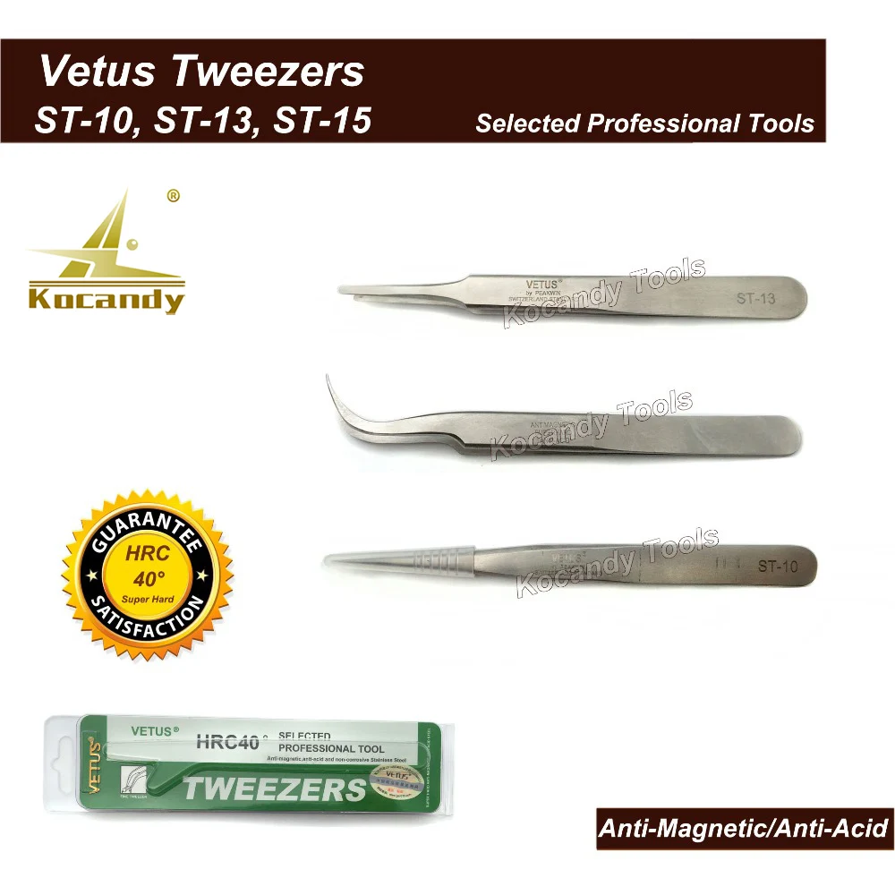 Пинцет «VETUS» ST-10 ST-13 ST-15 высококачественная нержавеющая сталь, сверхтвердая Антимагнитная и антикислотная точность Пинцет «VETUS» ST-10 ST-13 ST-15 высококачественная нержавеющая сталь, сверхтвердая Антимагнитная и антикислотная точность
