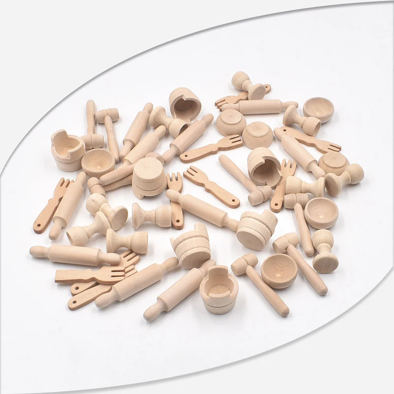 

Детская игрушка «сделай сам», столовая посуда, деревянная мини-Скалка, кухонная Миниатюрная игрушка для ролевых игр, Скалка Для Выпечки, Дек...