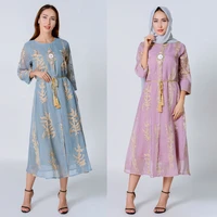 robe femme musulmane middle east muslim women abaya dubai embroidered dress muslim fashion evening dresses gift belt