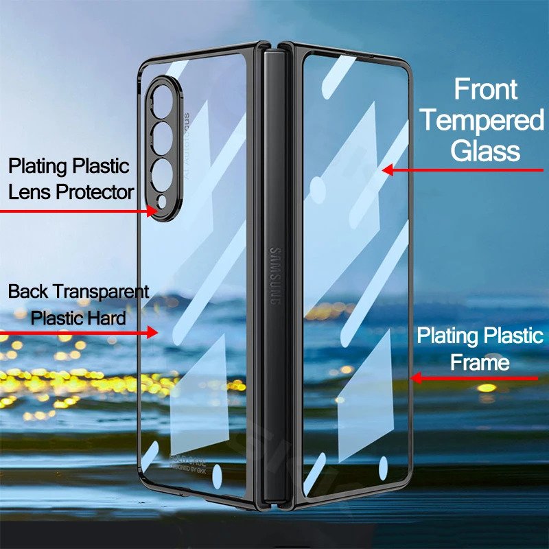 Suitable for Samsung Z fold4 phone case foldable screen fold4 transparent airbag PC360 ° anti drop solid color case