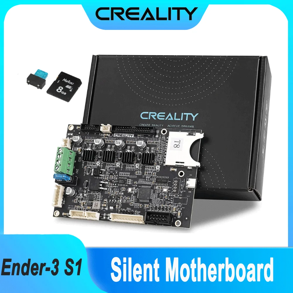 Фото Бесшумная материнская плата Creality Ender-3 S1, 32-битная материнская плата, пакет предохранителей SD-карты с драйверами TMC2208 для 3D-принтера Ender 3 S1, часть №1