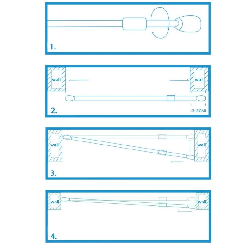 

Adjustable Metal Curtain Rod Spring Loaded Bathroom Shower Bar Solid Hanger
