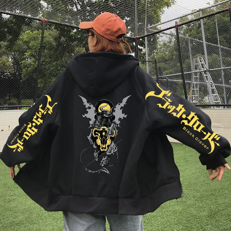 

Black Clover Print Zipper Hoodie Men Women Funny Asta Autumn Spring Sweatshir Coat Loog Sleeve Unisex Top