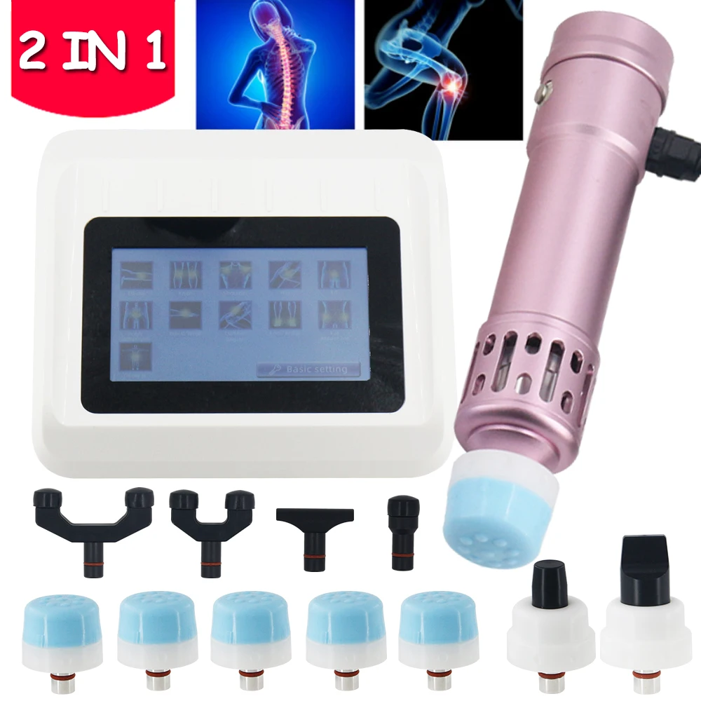 

2 in 1 250MJ Shock Wave Therapy Machine Effective Pain Removal ED Treatment 11 Heads Shockwave Chiropractic Device Body Massager